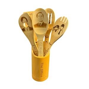 The Office TV Bamboo Kitchen Utensil Gift Set 6pc Michael Dwight Schrute Dunder
